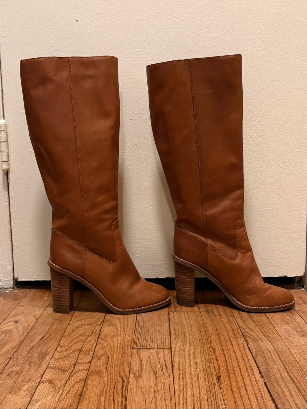 Madewell Brown leather knee-high boots with a 3" heel